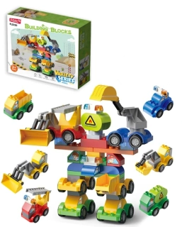 Stavebnice robot z aut 6v1 z velkých kostek - 57 dílků pro děti od 3 let 