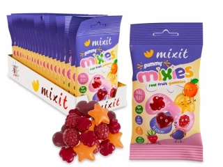 Mixit Ovocné Mixies – Malina, borůvka, pomeranč – přírodní želé bonbóny 35 g