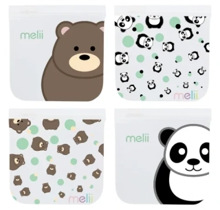 Melii Opakovatelně použitelné sáčky na svačinu 4ks- Panda, Medvěd