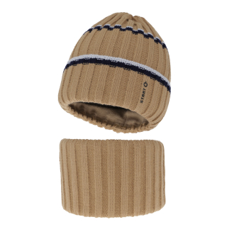 Agbo Komplet zimní chlapecký: čepice a tunel camel Bastien, vel. 48/50