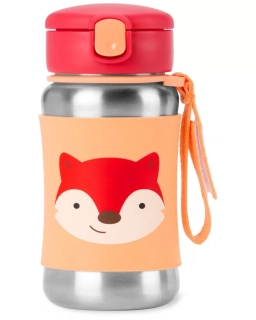 SKIP HOP Spark Style Láhev s brčkem na vodu nerez 12m+ Liška