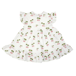 Dívčí šaty s krátkým rukávem, třešňový vzor, Emily, vel. 74