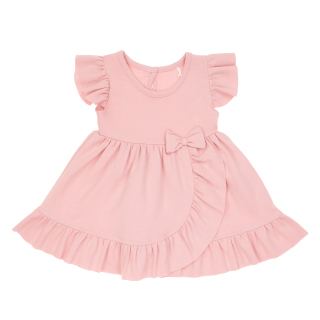 Šaty, krátký rukáv, dívčí, pudrově růžová, Nelly, vel. 98