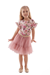 Lily Grey tričko s volánkovým rukávem květy, vel. 134