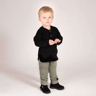 Chlapecká bavlněná halenka, dlouhý rukáv, černá vel. 98