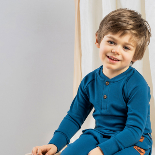 Chlapecká bavlněná halenka, dlouhý rukáv, tmavě modrá, vel. 134