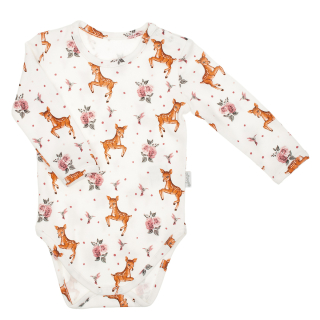 Bavlněné body, dlouhý rukáv, pro dívky, jelen, krémová LALA, vel. 86