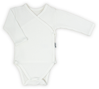 Žebrované body, zavinovací, dívčí, s dlouhým rukávem, krémová, LEA, vel. 56