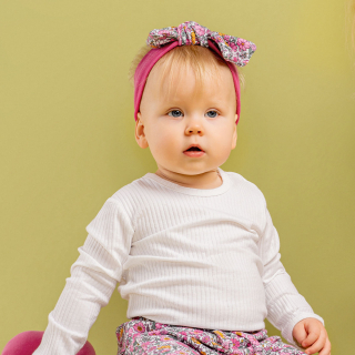 Žebrované body, dívčí, s dlouhým rukávem, krémová, LEA 68-92