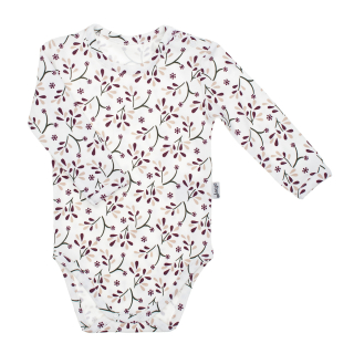 Dívčí bavlněné body s dlouhým rukávem, krémová, vínová ALISA, vel. 68