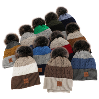 Agbo Komplet zimní chlapecký: čepice a tunel - s bambulí Luxor, vel. 52-54