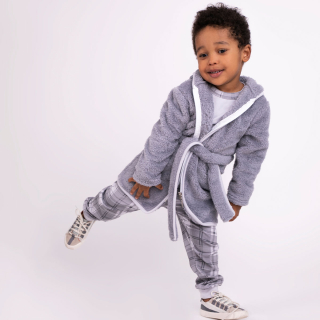 Dětský župan se zipem, šedý, vel. 86/92