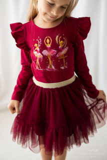 Lily Grey tylová sukně s volánkem vínová, vel. 116