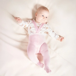 Bambusové punčocháče s kšandami, růžové, vel. 56/62