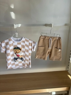 Gamex souprava s medvídkem tričko a kraťasy béžové, vel. 98