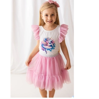 Lily Grey tylová sukně stříbrný pásek pudrová, vel. 98