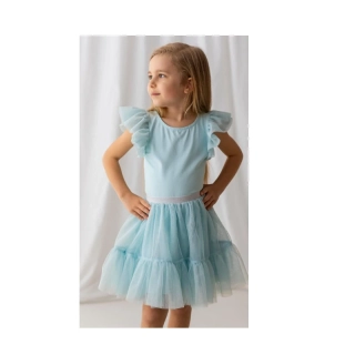 Lily Grey tylová sukně s volánkem světle modrá, vel. 134