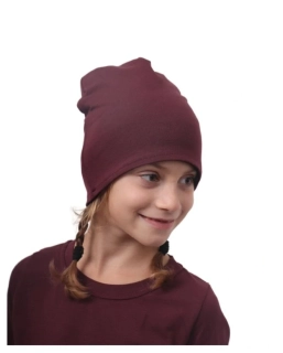 Jožánek Dětská čepice bavlněná, oboustranná, černá + bordo, vel. S