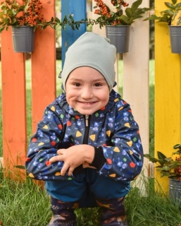 Jožánek Dětská čepice bavlněná, oboustranná, černá + olivová, vel. S